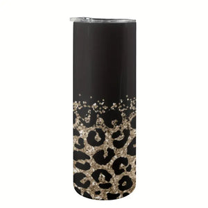 Leopard Print Tumbler with Lid and Straw