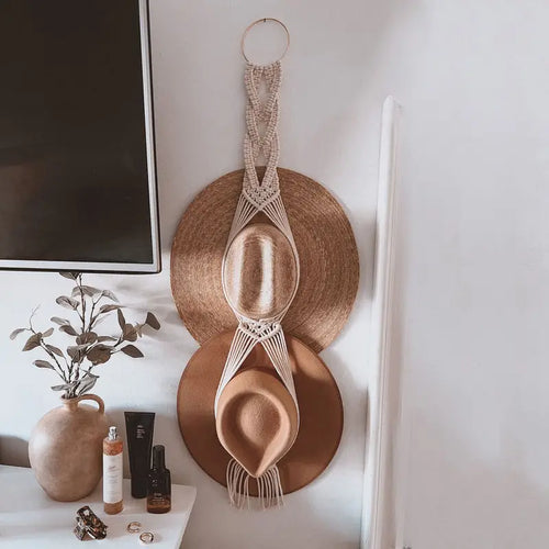 Boho Tassel Hanging Woven Hat Rack - 1, 2 & 3 Layers