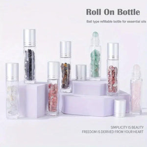 Gemstone Roller Bottles Essential Oil Roll On Crystal Aromatherapy