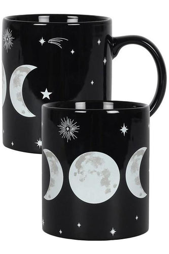 Triple Moon Goddess Black/White Mug