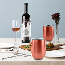 Load image into Gallery viewer, Thermal Mug, Stemless Wine Glass with Straw - Personalised Option