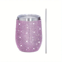 Load image into Gallery viewer, 12oz Sparkling Rhinestone Studded Wine Tumbler