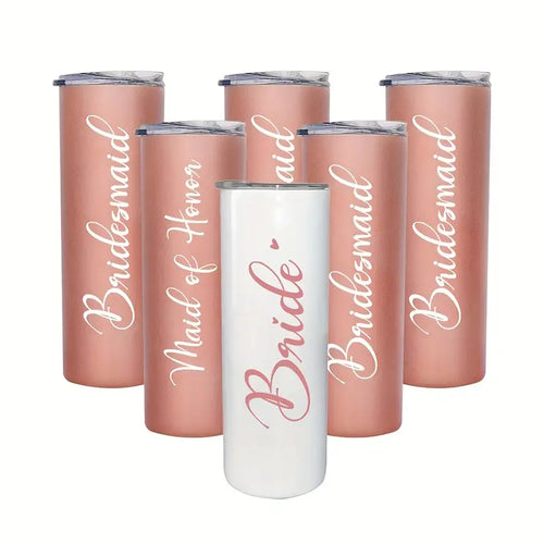 Bridal Wedding Skinny Tumbler with Lid