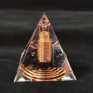 Orgonite Copper Pyramid with Obsidian