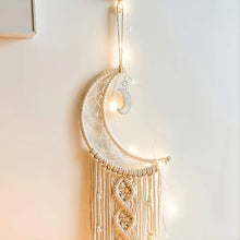 Load image into Gallery viewer, Boho Room Decor With Moon Macrame Wall Pediments with Lights