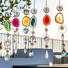 Load image into Gallery viewer, Natural Agate Slice Suncatchers Crystal Prisms Wind Chimes Ornaments