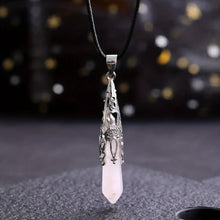 Load image into Gallery viewer, Natural Gemstone Silver Pendulum Necklace