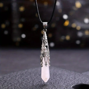 Natural Gemstone Silver Pendulum Necklace