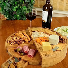 Load image into Gallery viewer, Bamboo Cheese Board With Cheese Knife Set