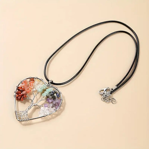 Natural Crystal Chukra Heart Stone Necklace