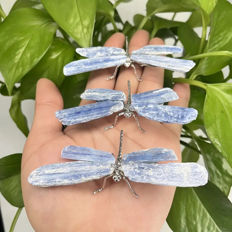 Natural Crystal Kynaite Dragonfly Ornament