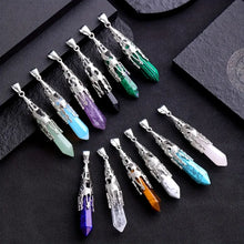 Load image into Gallery viewer, Natural Gemstone Silver Pendulum Necklace