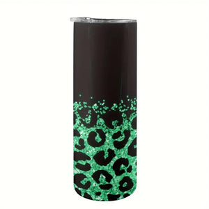 Leopard Print Tumbler with Lid and Straw