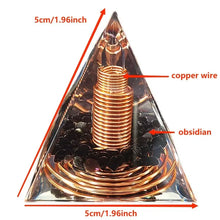 Load image into Gallery viewer, Orgonite Copper Pyramid with Obsidian