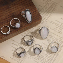 Load image into Gallery viewer, Ring Set 2 - White Opal Look - Fashion Jewellery - Set of 8