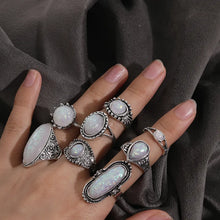 Load image into Gallery viewer, Ring Set 2 - White Opal Look - Fashion Jewellery - Set of 8