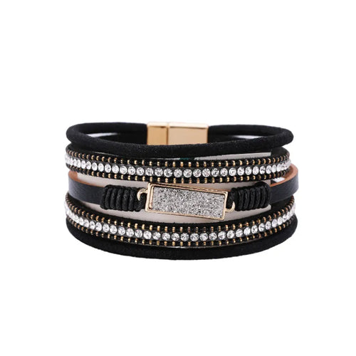 Fashion Multi Layer Magnetic Bracelet - Black