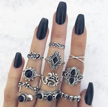 Load image into Gallery viewer, Ring Set - Obsidian - Fashion Jewellery - Set of 11