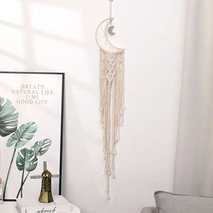 Boho Room Decor With Moon Macrame Wall Pediments