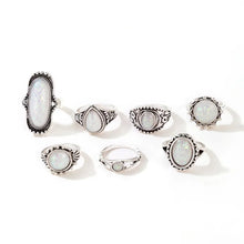 Load image into Gallery viewer, Ring Set 3 - White Opal Look - Fashion Jewellery - Set of 7