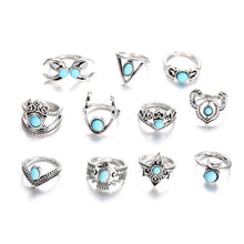 Load image into Gallery viewer, Ring Set - Turquoise - Fashion Jewellery - Set of 11