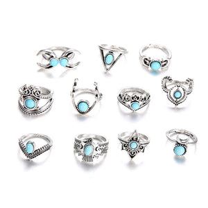 Ring Set - Turquoise - Fashion Jewellery - Set of 11