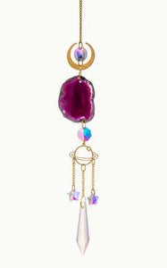 Natural Agate Slice Suncatchers Crystal Prisms Wind Chimes Ornaments