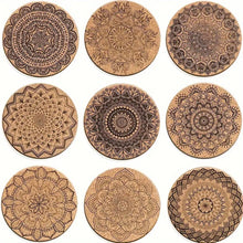 Load image into Gallery viewer, 8pcs/set Boho Mandala Coasters - Absorbent Cork Coasters with Holder for Drinks