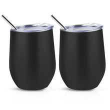 Load image into Gallery viewer, Thermal Mug, Stemless Wine Glass with Straw - Personalised Option