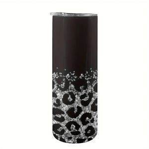 Leopard Print Tumbler with Lid and Straw