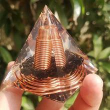 Load image into Gallery viewer, Orgonite Copper Pyramid with Obsidian