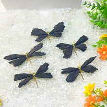 Load image into Gallery viewer, Natural Black Tourmaline Dragonfly Mini Decor