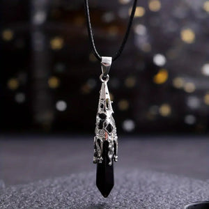 Natural Gemstone Silver Pendulum Necklace