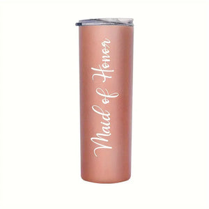 Bridal Wedding Skinny Tumbler with Lid