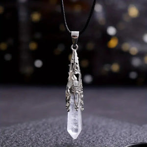 Natural Gemstone Silver Pendulum Necklace