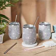 Load image into Gallery viewer, 12oz Sparkling Rhinestone Studded Wine Tumbler