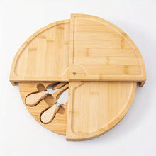 Load image into Gallery viewer, Bamboo Cheese Board With Cheese Knife Set