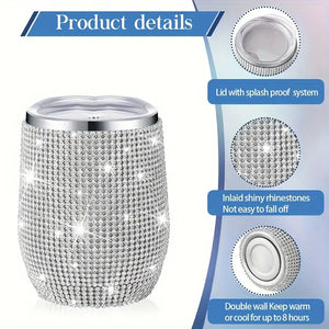 12oz Sparkling Rhinestone Studded Wine Tumbler