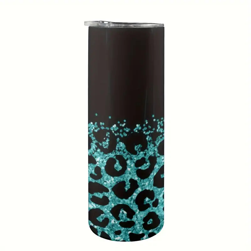 Leopard Print Tumbler with Lid and Straw