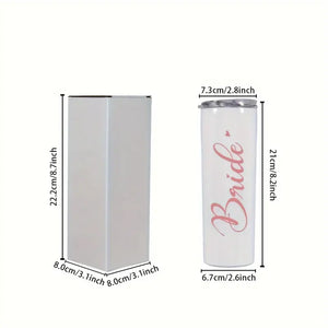 Bridal Wedding Skinny Tumbler with Lid