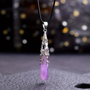 Natural Gemstone Silver Pendulum Necklace