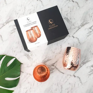 Stemless Hammered Copper Glasses - Set of 2 - Giftbox