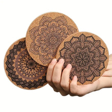 Load image into Gallery viewer, 8pcs/set Boho Mandala Coasters - Absorbent Cork Coasters with Holder for Drinks